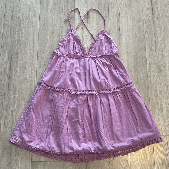 Aritzia Sunday Best Angela Dress - Amethyst Lilac Organic Cotton Tiered Mini - Picture 8 of 9